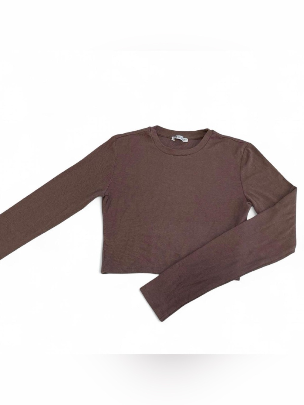 Women’s Zara brown cotton long sleeve cropped tee size S - like new